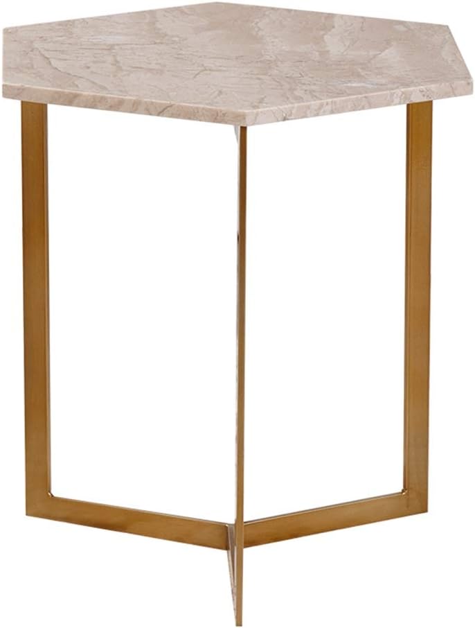 Marble Hexagonal Metal Side Table