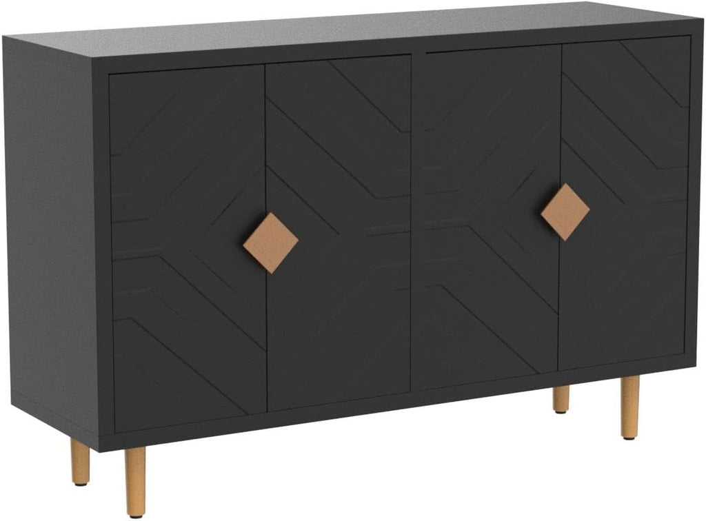 48" Embossed 4-Door Modern Sideboard Credenza