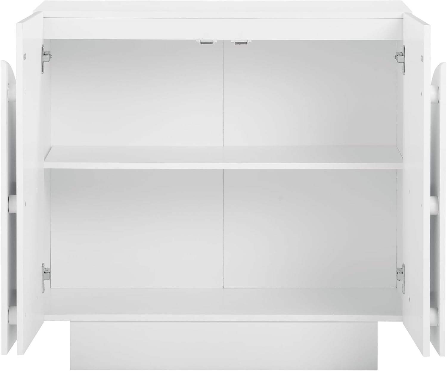 White Mid-Century Arched Door Wood Credenza