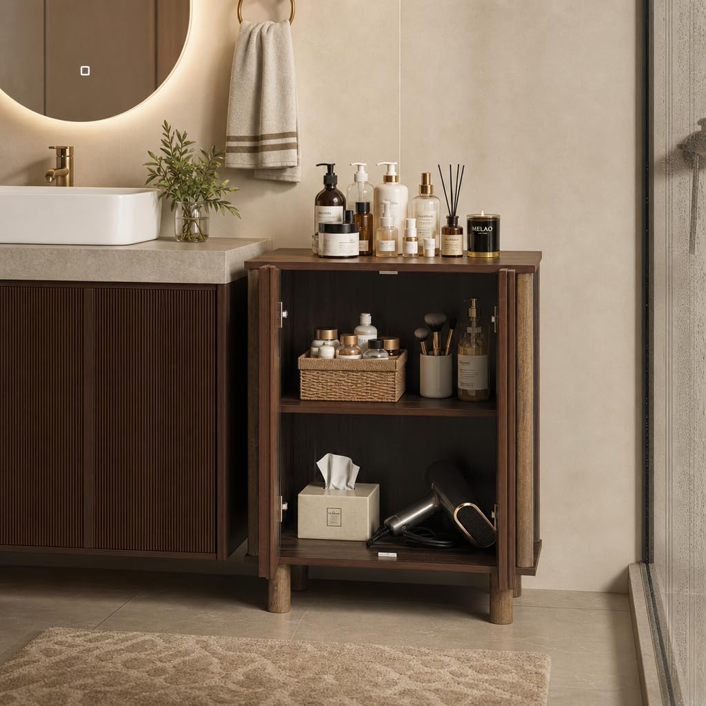 Fluted Wood Sideboard Credenza