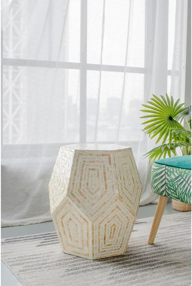Cream Hexagon Side Table