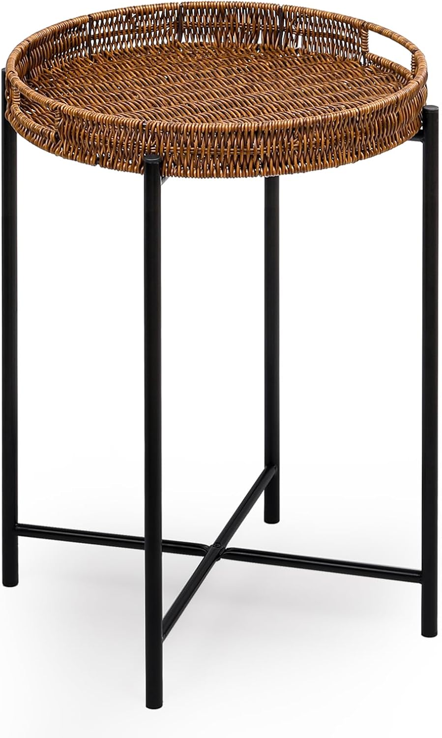 Rattan Round Tray Side Table Indoor Outdoor