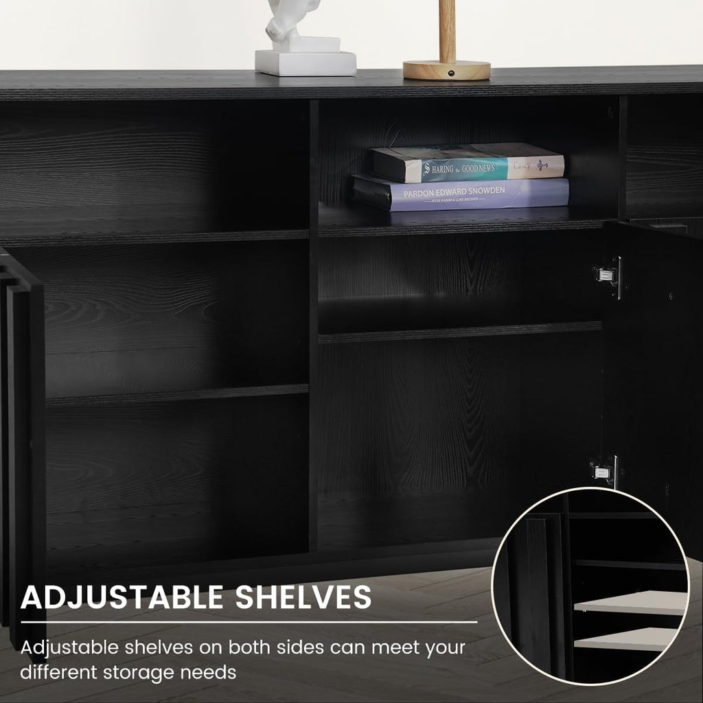 70" Black Farmhouse Sideboard Credenza