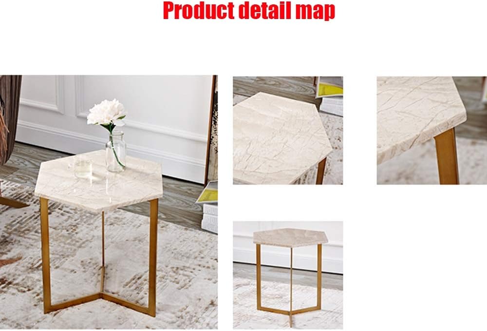 Marble Hexagonal Metal Side Table