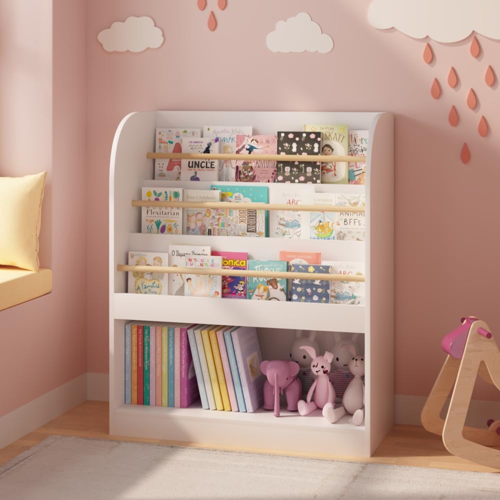 White Wooden Kids Bookcase
