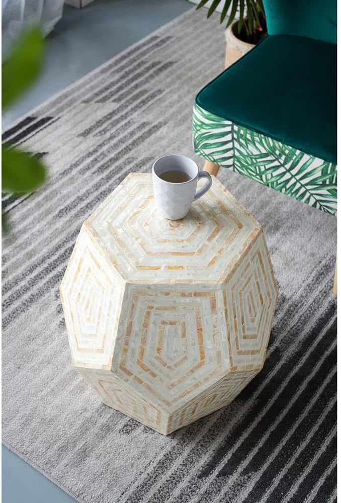 Cream Hexagon Side Table