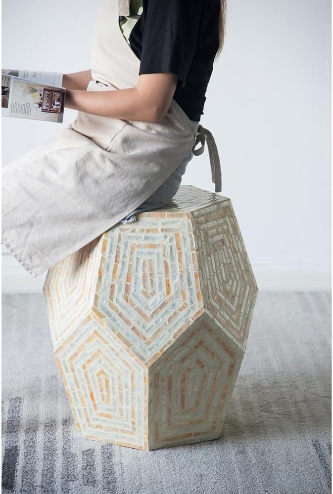 Cream Hexagon Side Table