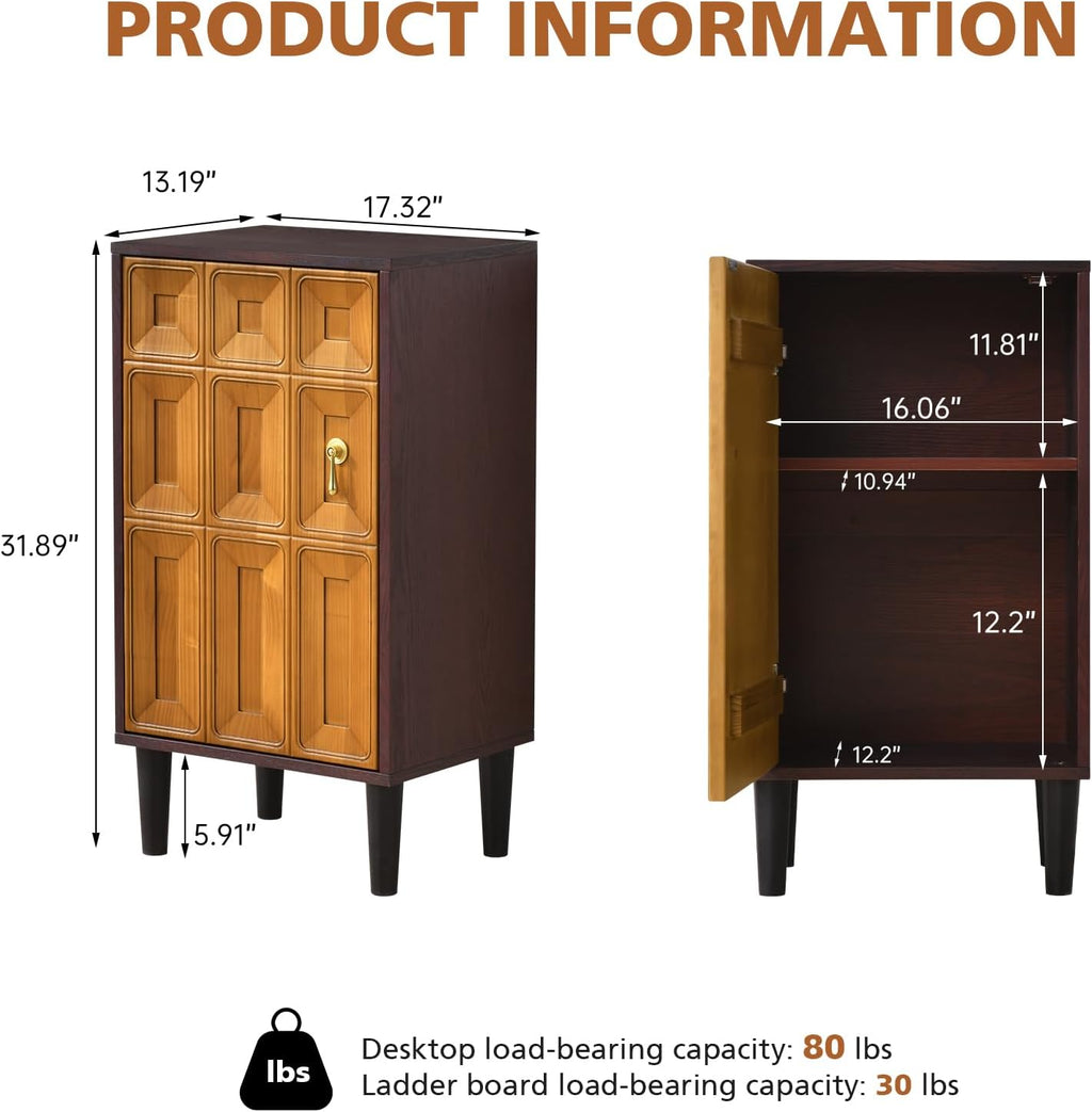 Geometric Wood Accent Cabinet