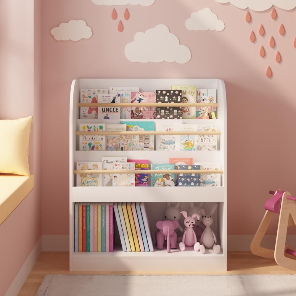 White Wooden Kids Bookcase
