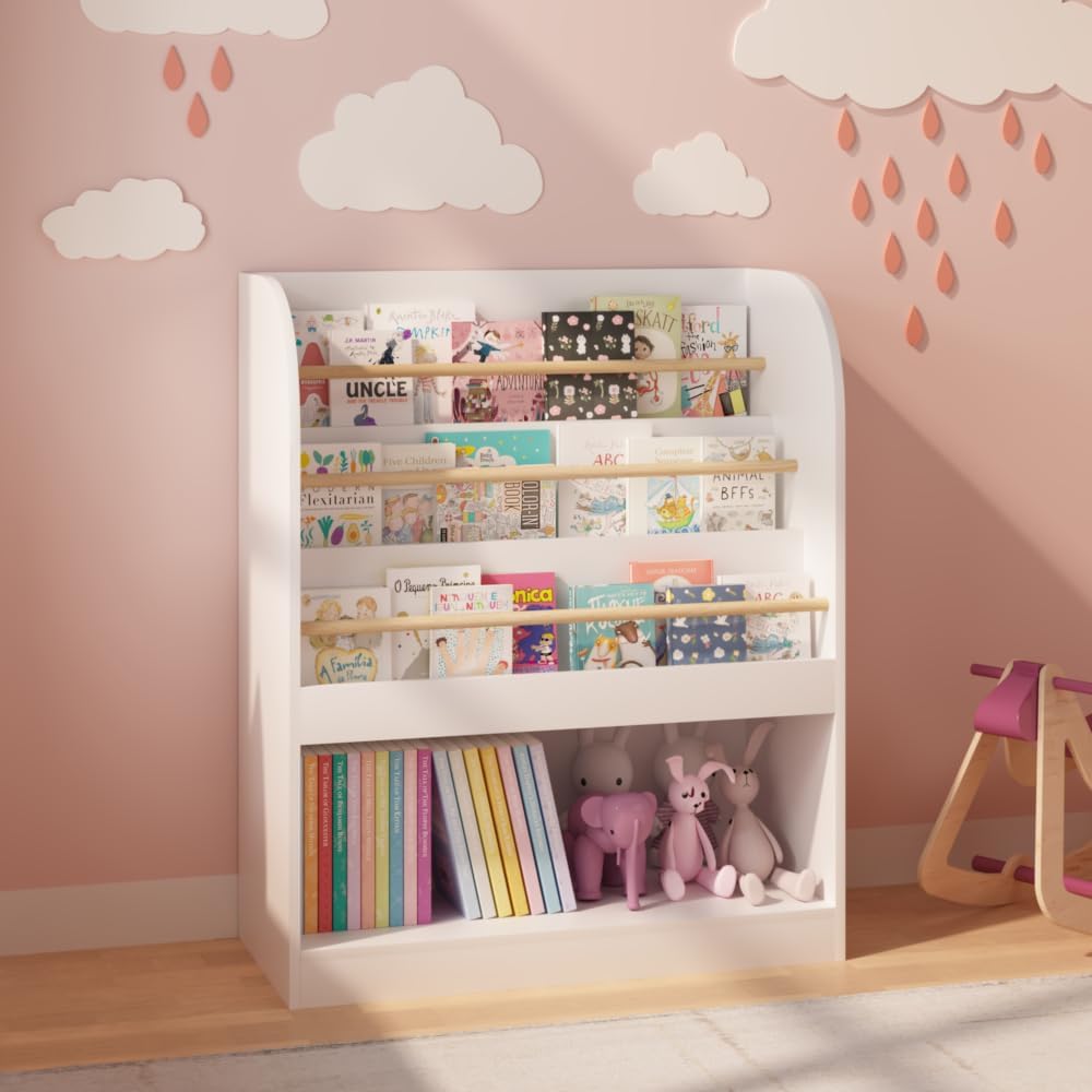 White Wooden Kids Bookcase