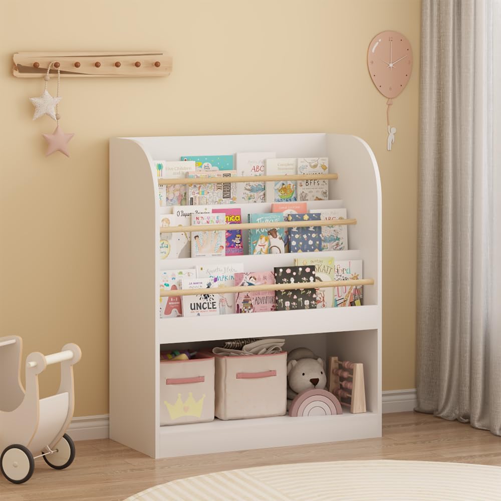 White Wooden Kids Bookcase