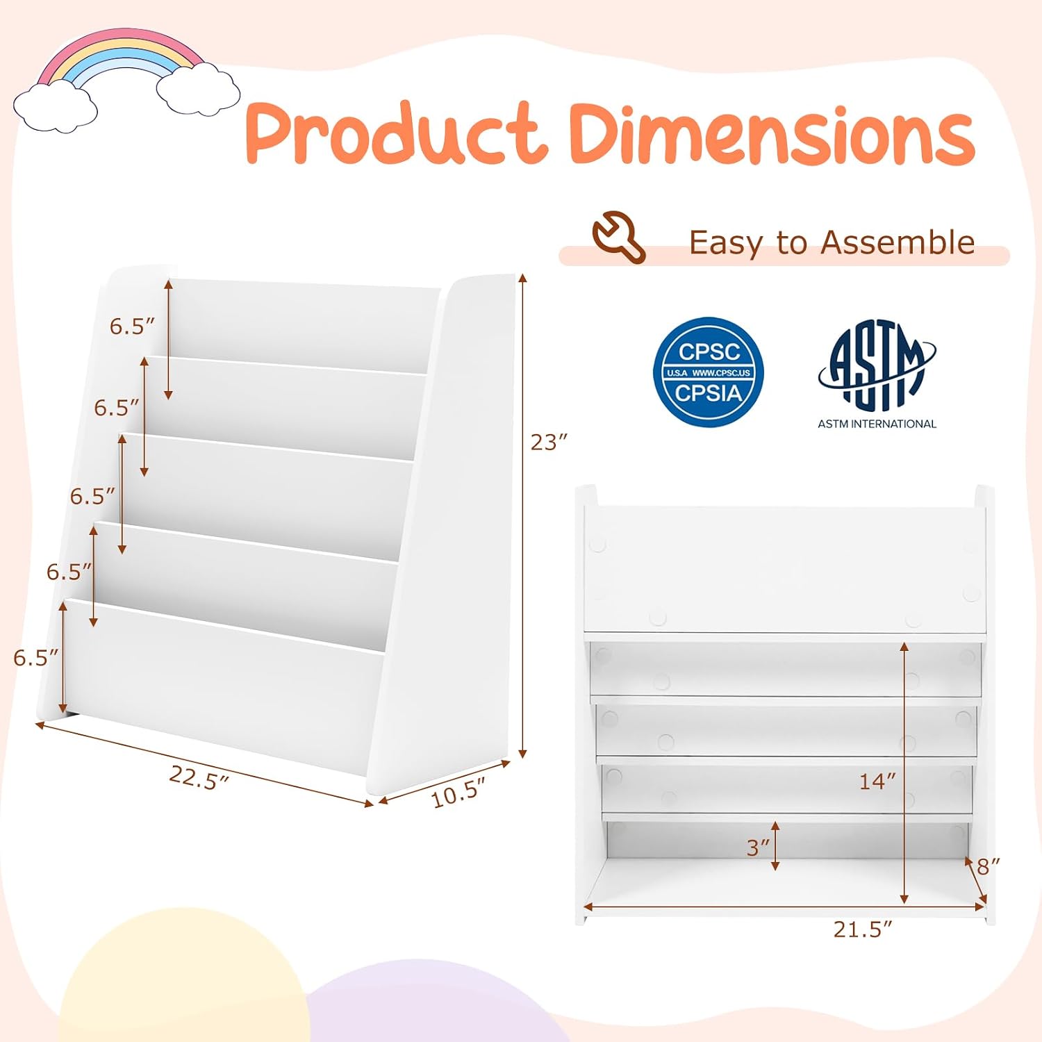 White Kids Bookcase