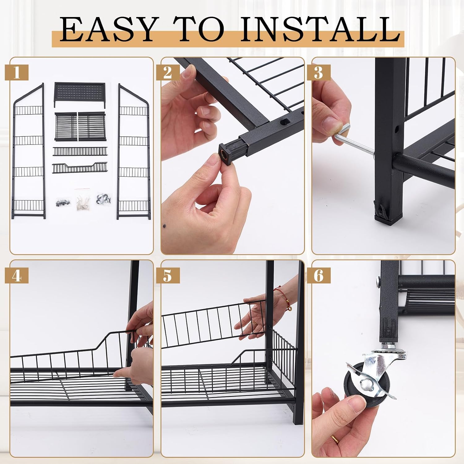 4-Tier Rolling Black Snack Display Rack