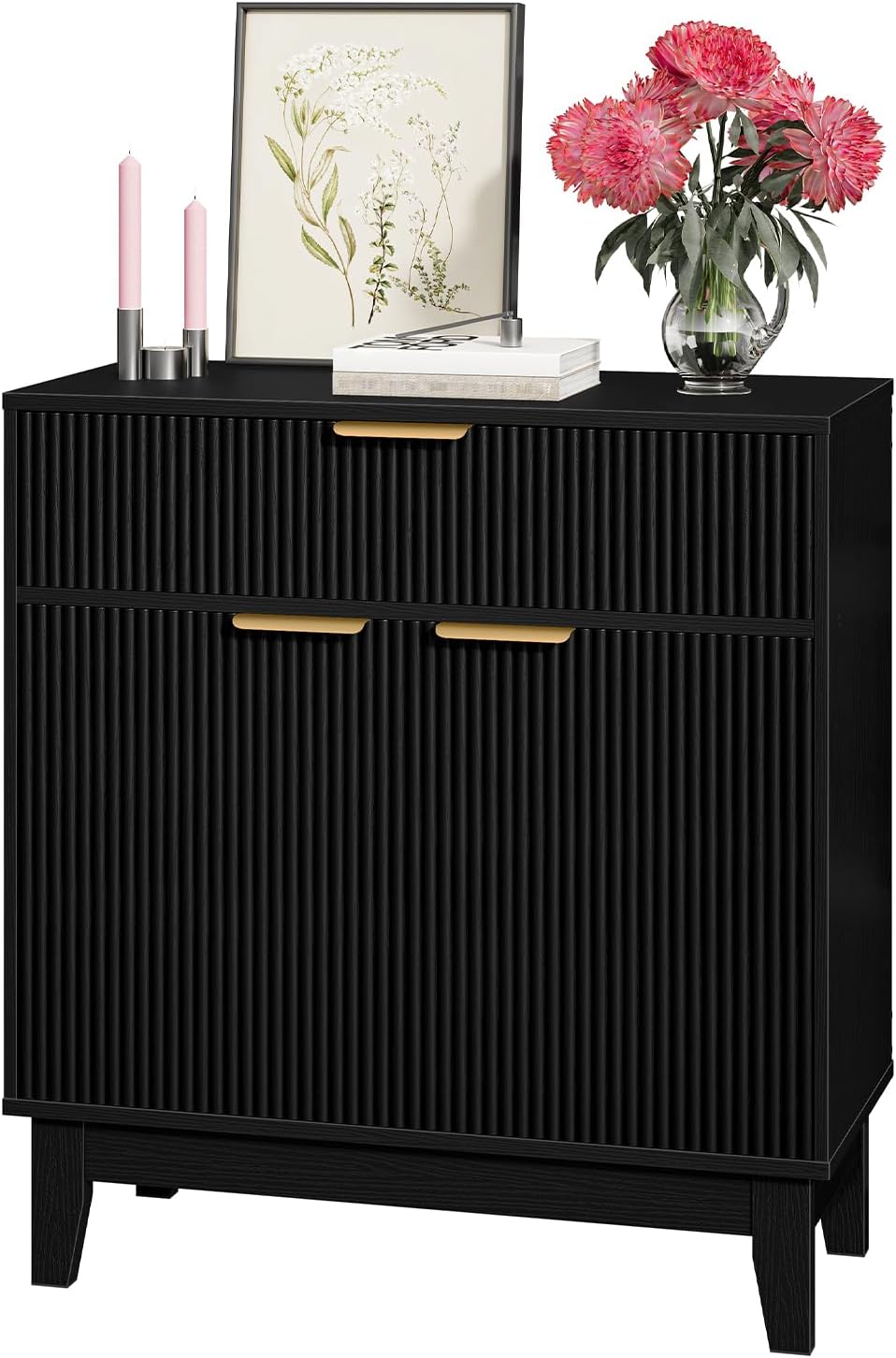 Black Fluted Sideboard Cabinet