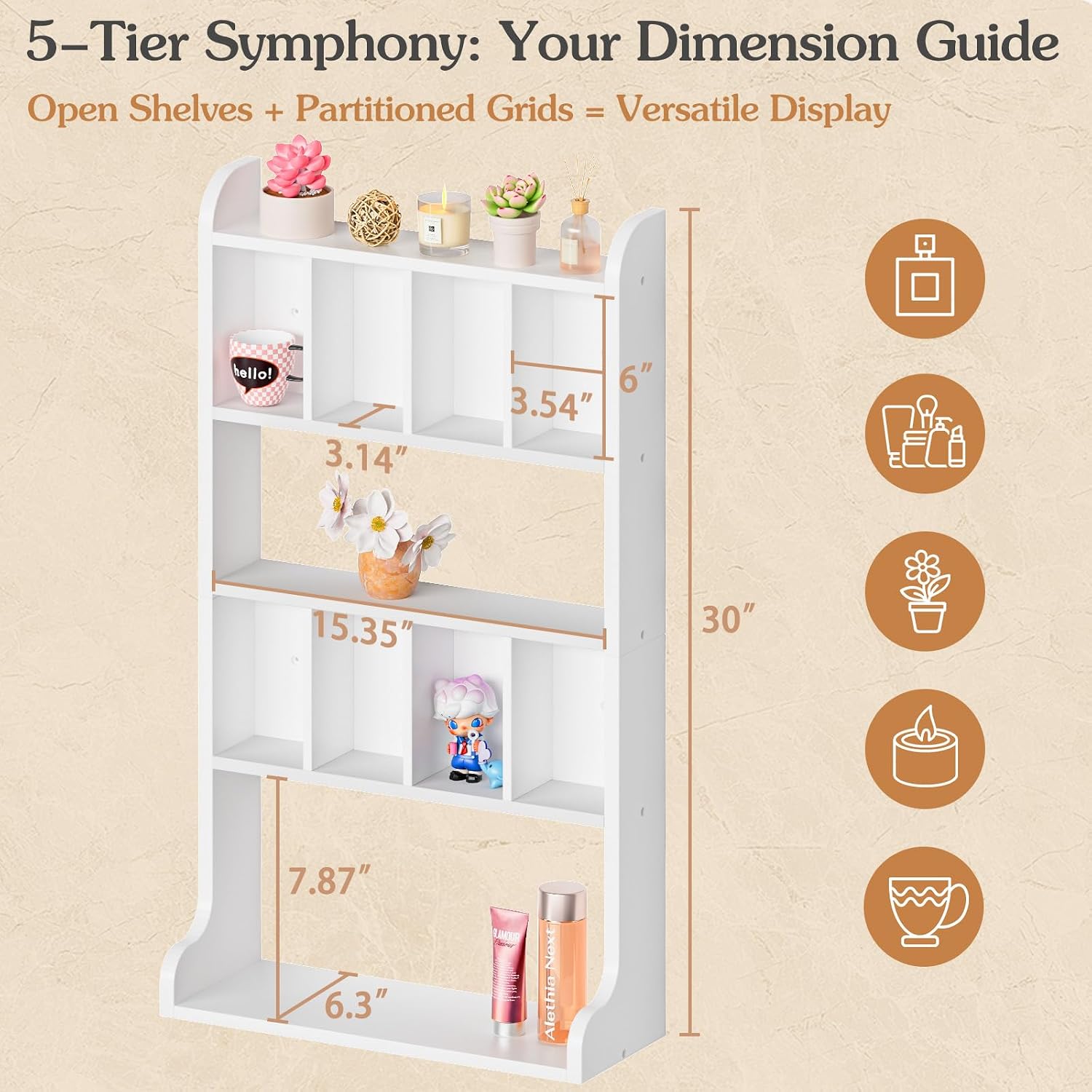 White Wall Mount Perfume Display Shelf