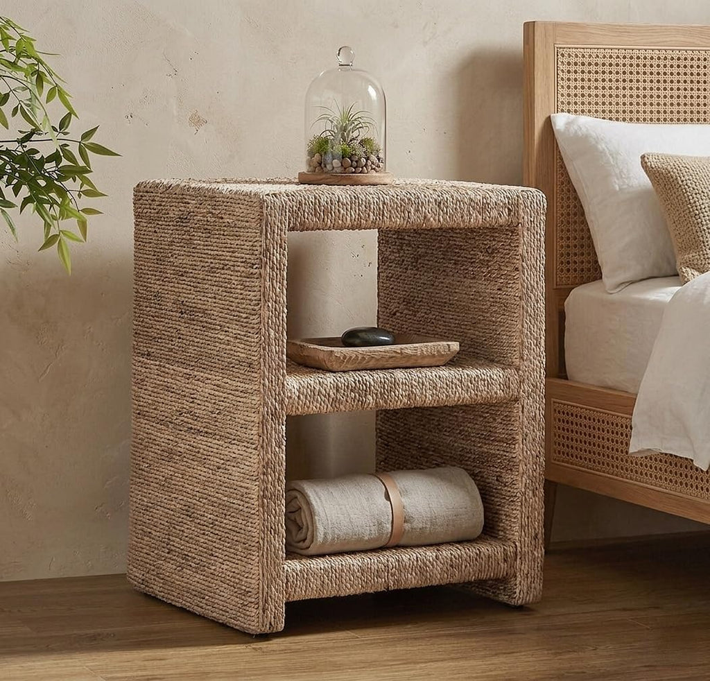 2-Tier Rattan Nightstand
