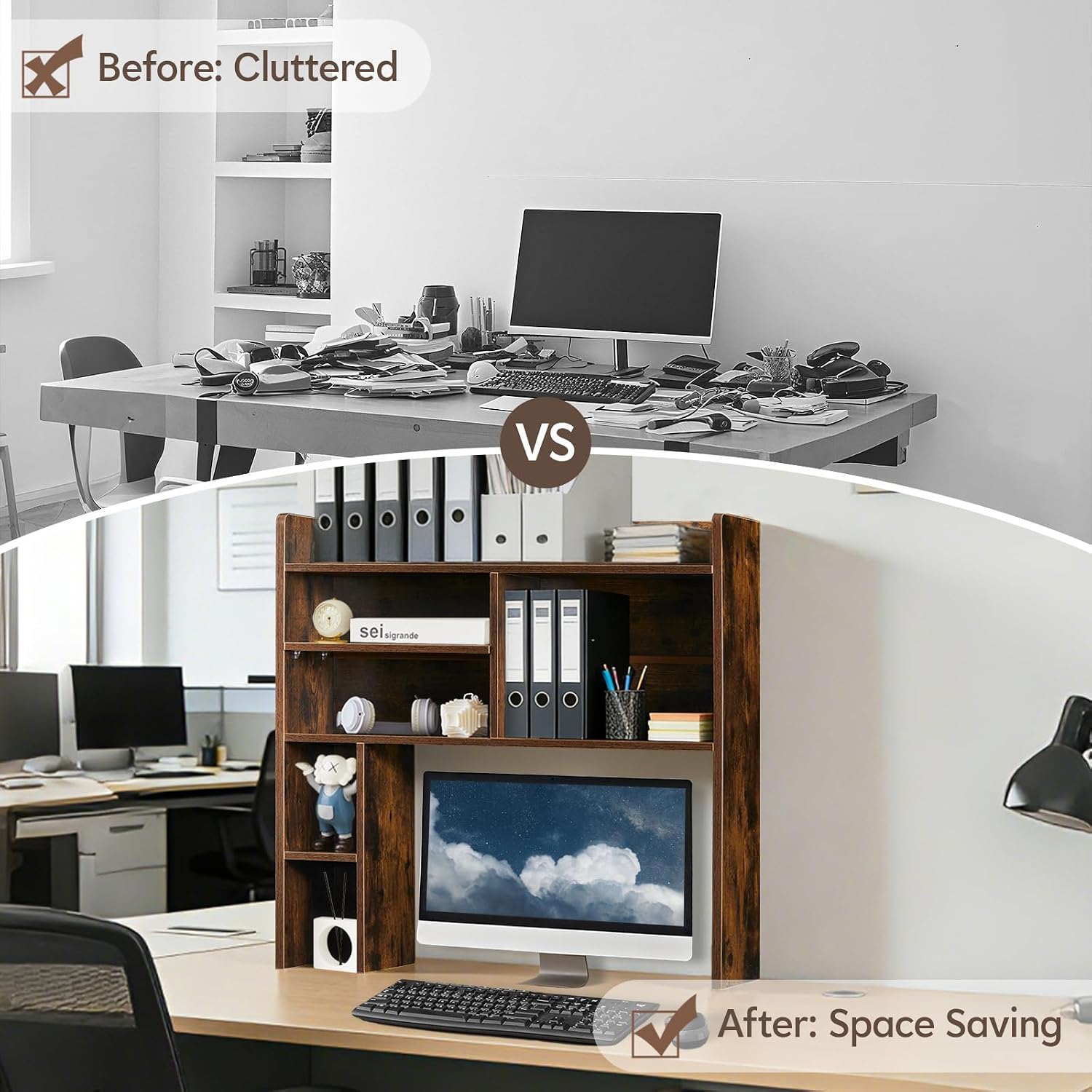 Wooden Desk Storage Hutch