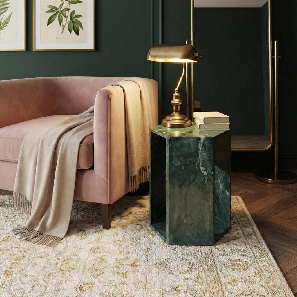 Luxury Marble Hexagonal Side Table
