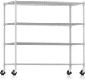 Silver 4-Tier Rolling Wire Storage Shelving