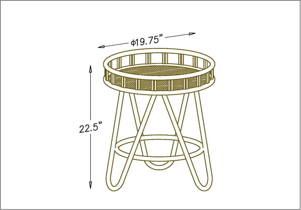 Round Rattan Tray Top Boho Side Table