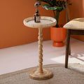 Boho Rattan Round Small Side Table