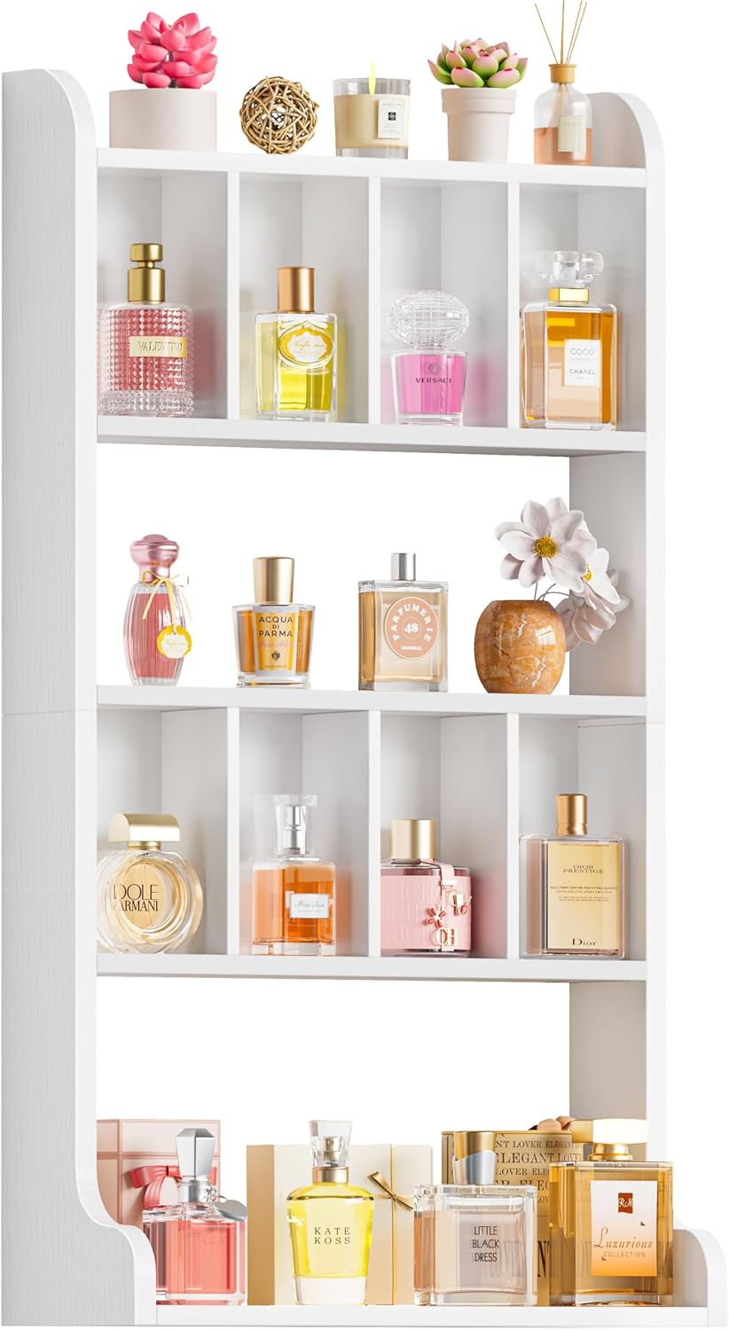 White Wall Mount Perfume Display Shelf