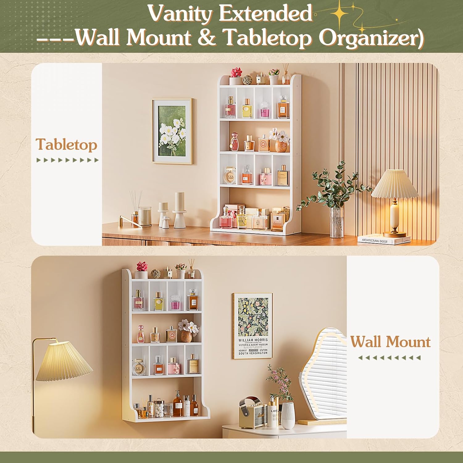 White Wall Mount Perfume Display Shelf
