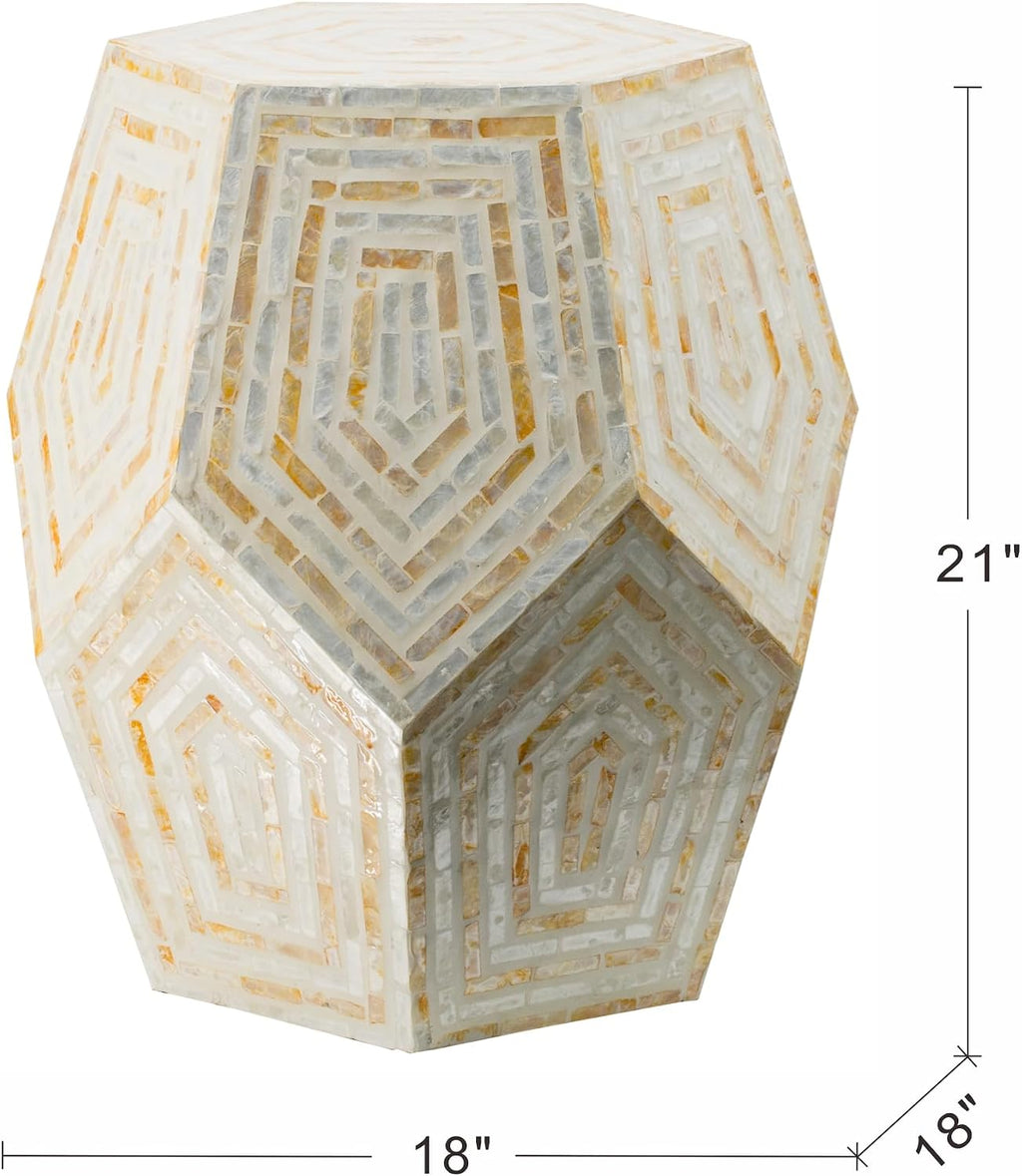 Cream Hexagon Side Table
