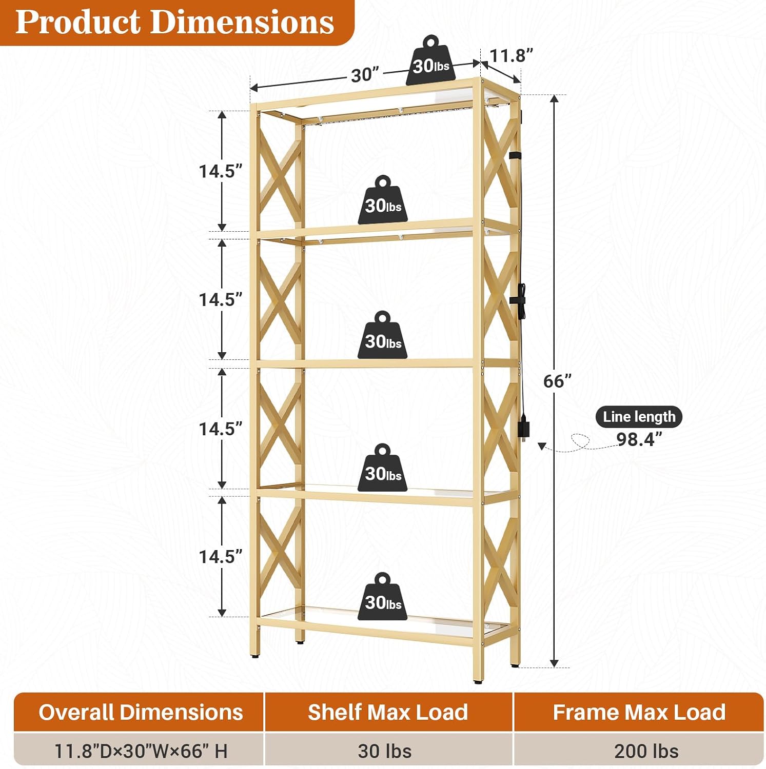 Glass 5-Tier Display Shelf