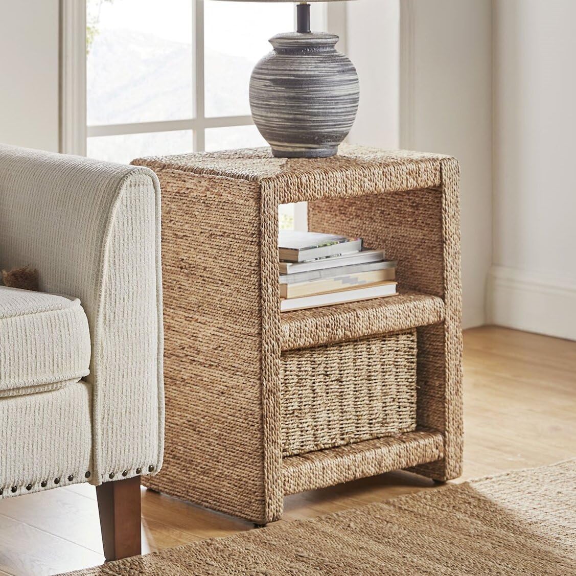 2-Tier Rattan Nightstand