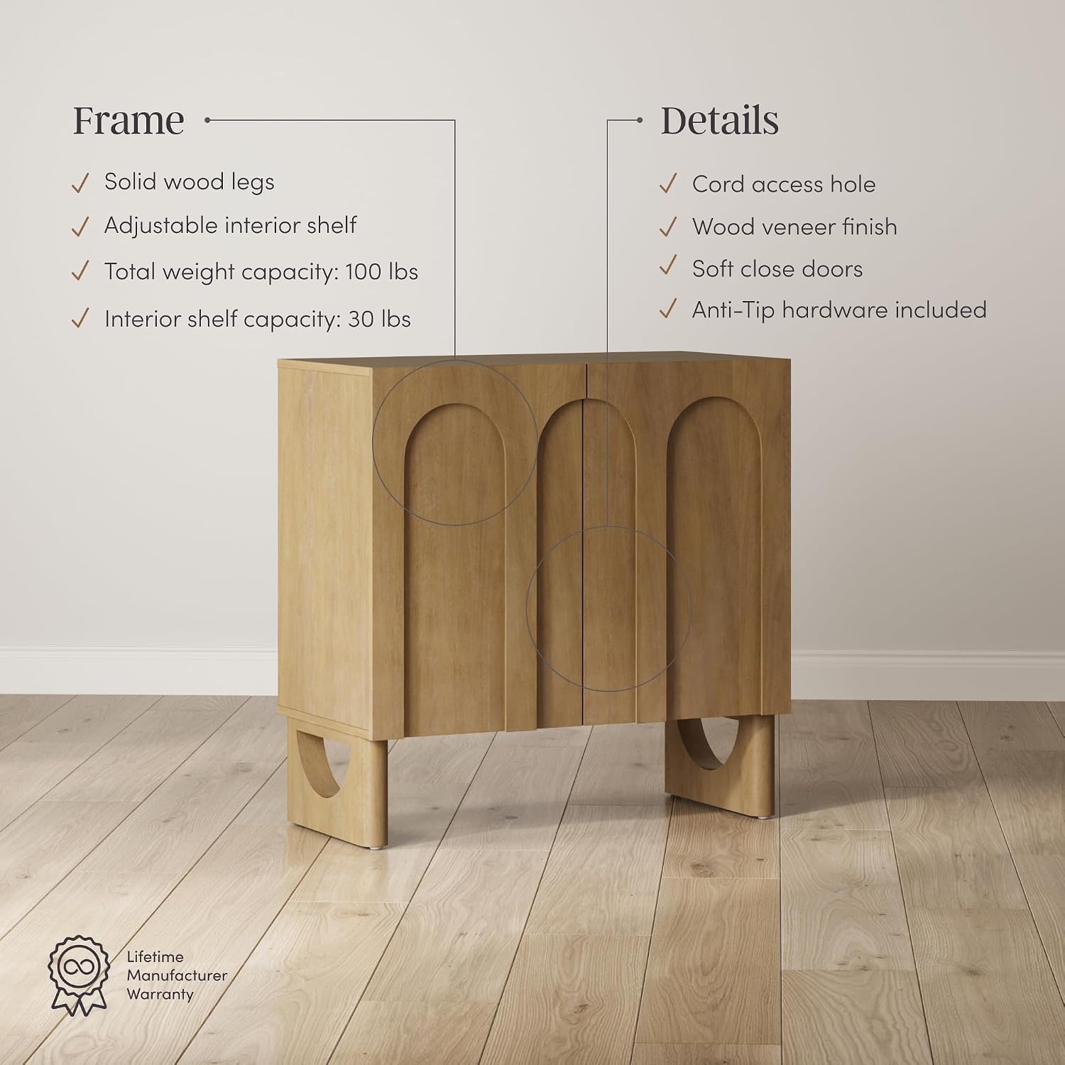 Light Brown Wood Credenza