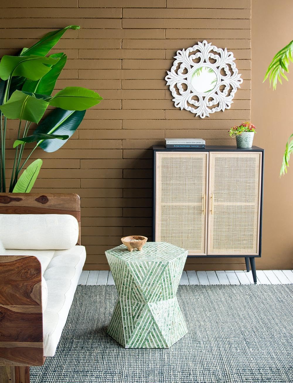 Green Hexagon Accent Stool