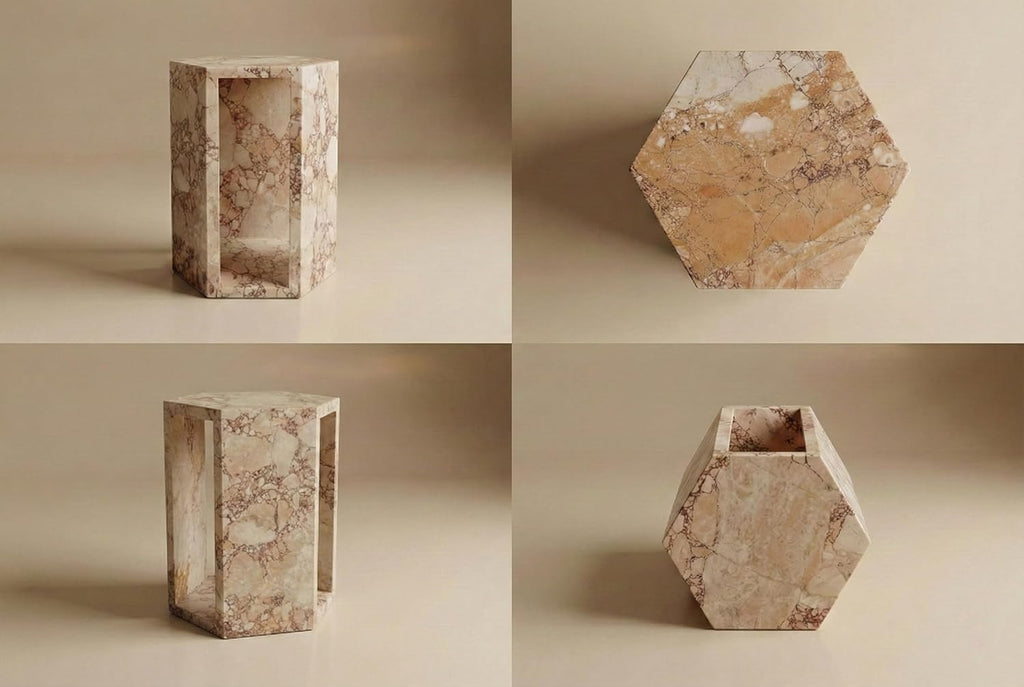 Pink Marble Hexagon Side Table