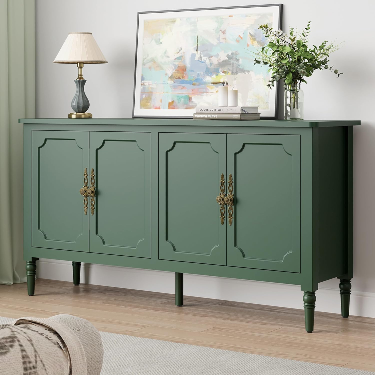 Green Vintage Sideboard Credenza