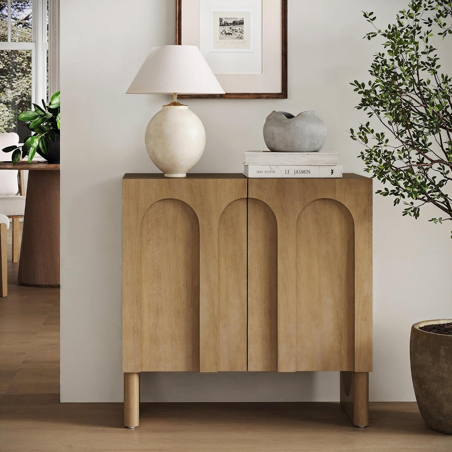 Light Brown Wood Credenza