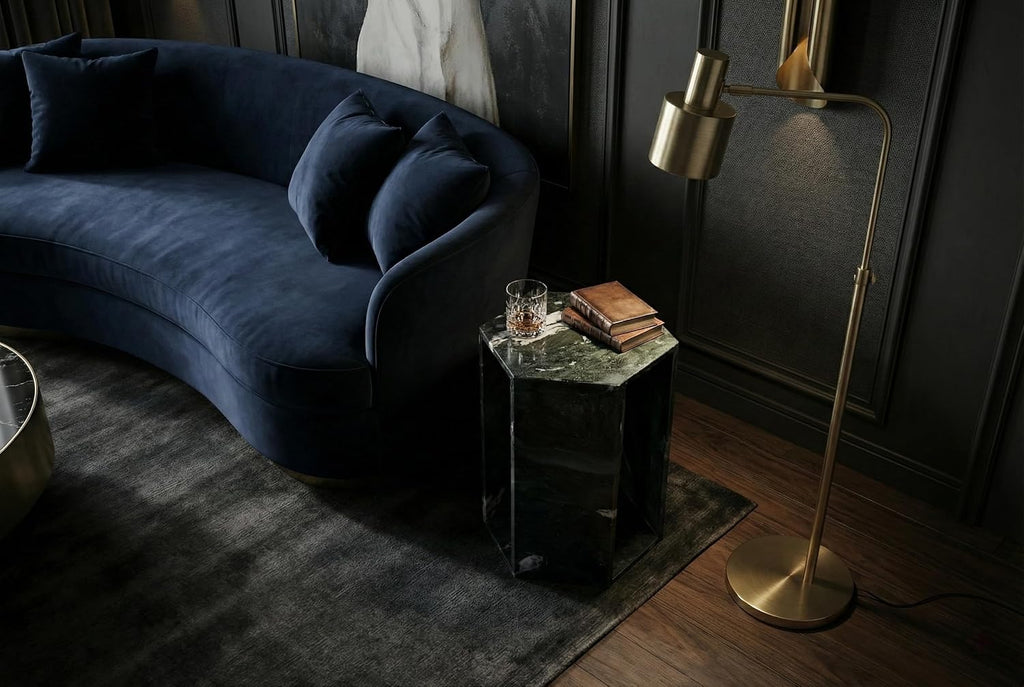Green Marble Hexagon Side Table