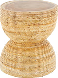 Light Brown Woven Banana Leaf Side Table
