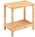 Brown Rectangular Rattan Side Table