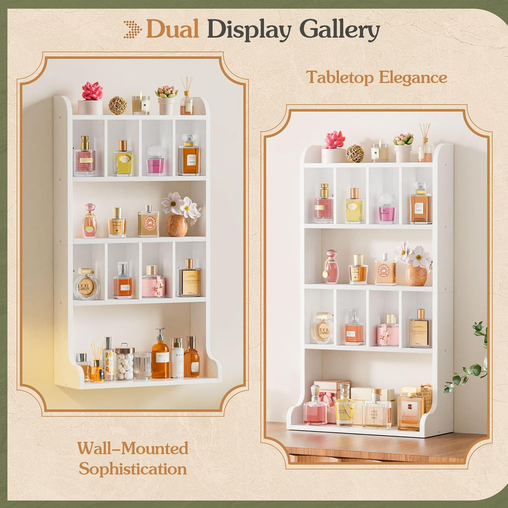 White Wall Mount Perfume Display Shelf