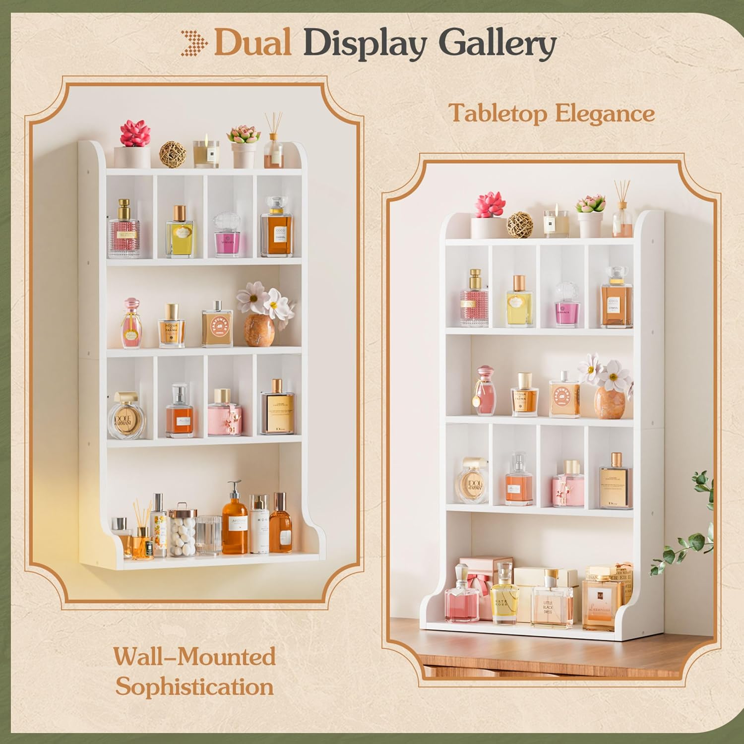 White Wall Mount Perfume Display Shelf