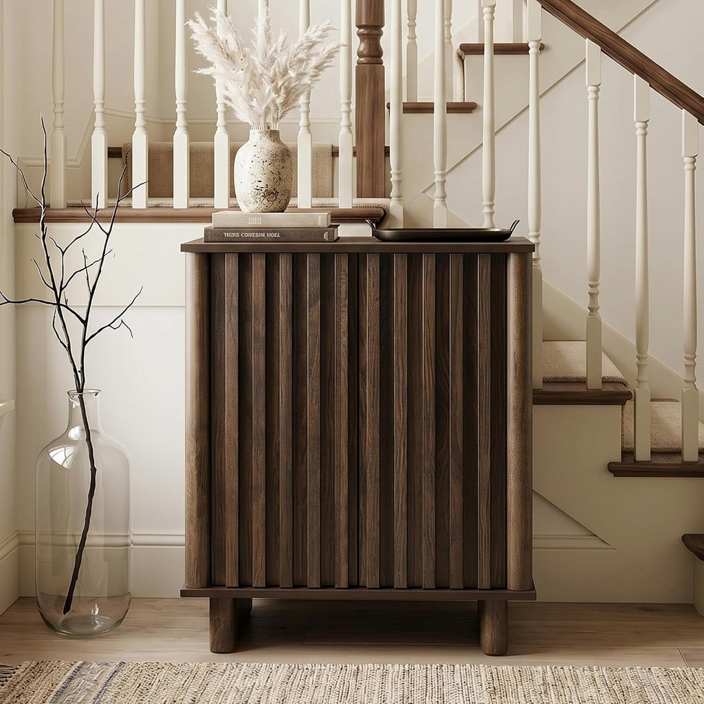 Fluted Wood Sideboard Credenza