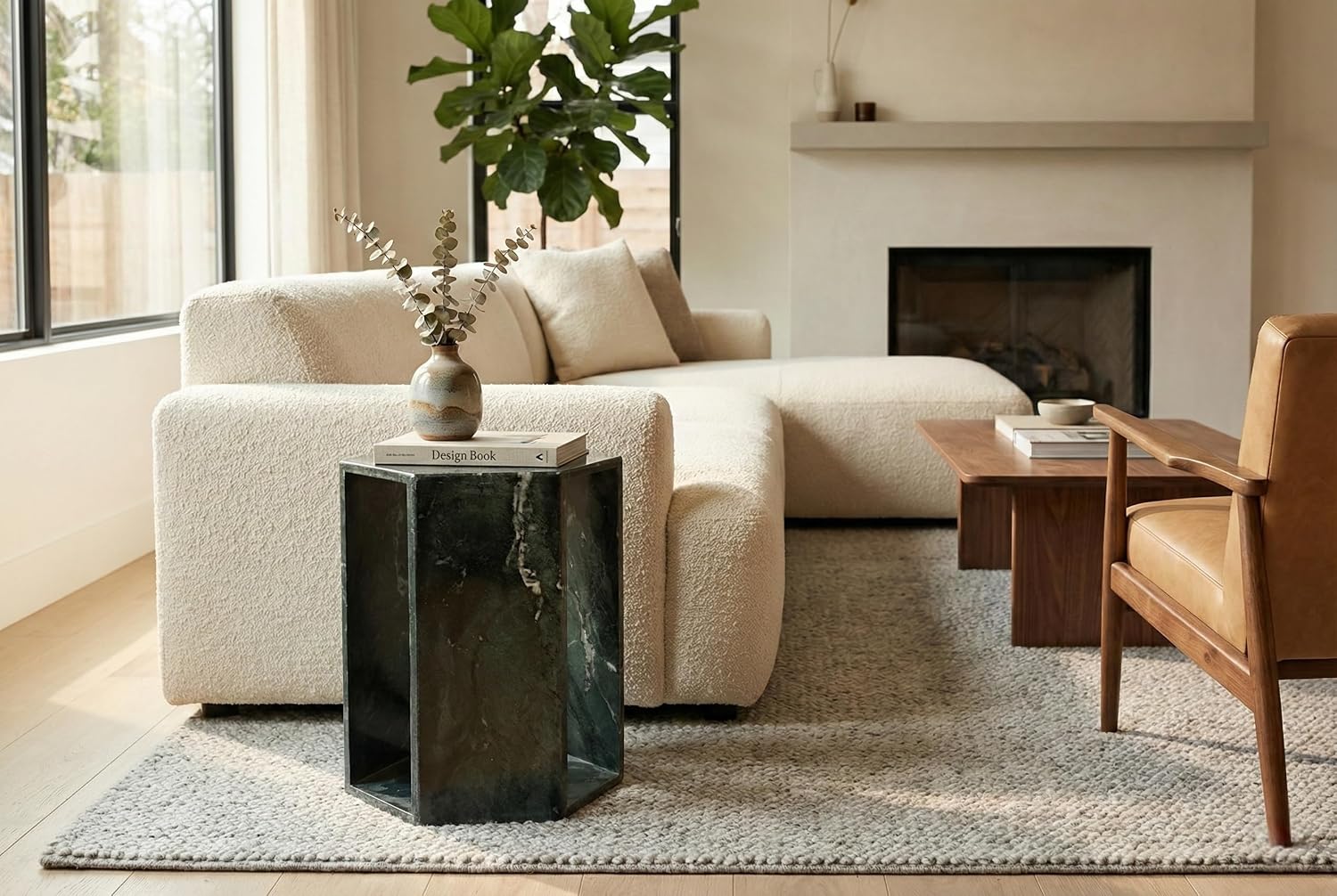 Green Marble Hexagon Side Table