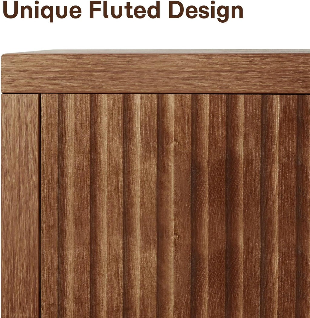 Fluted Wood Sideboard Credenza
