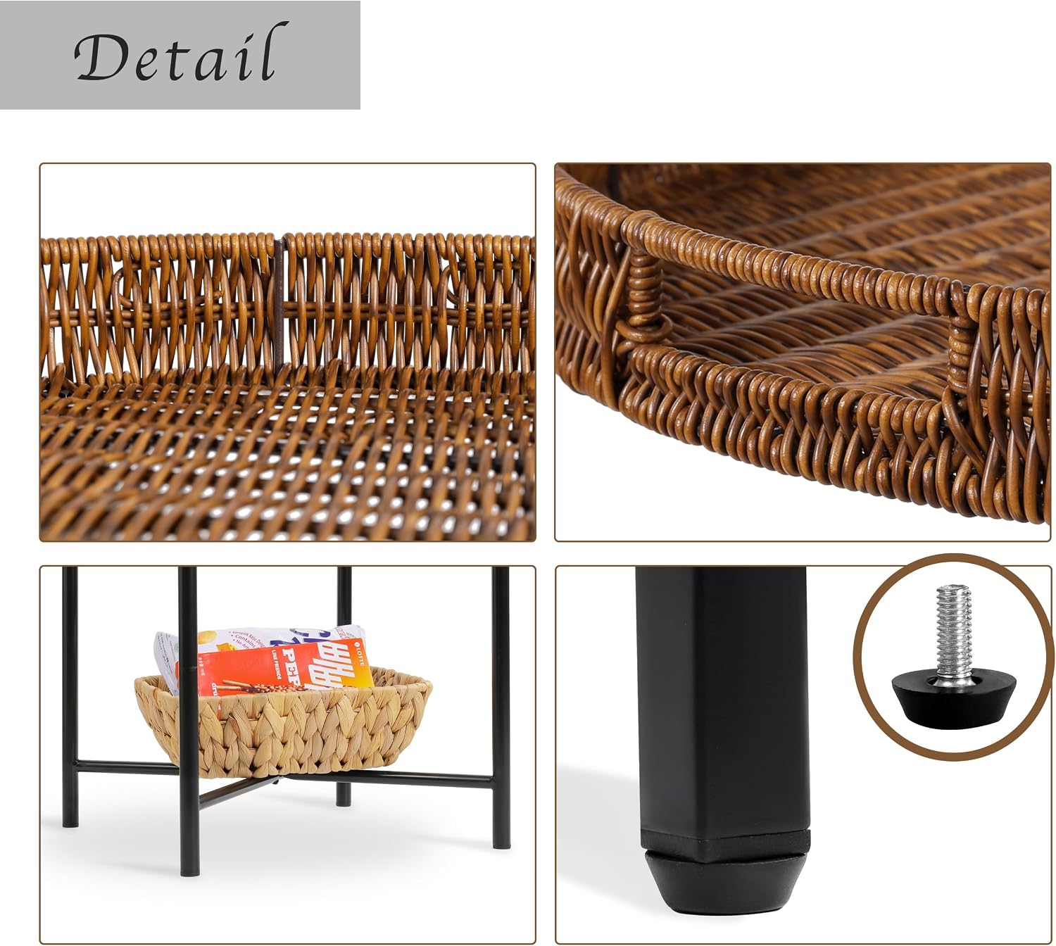 Rattan Round Tray Side Table Indoor Outdoor