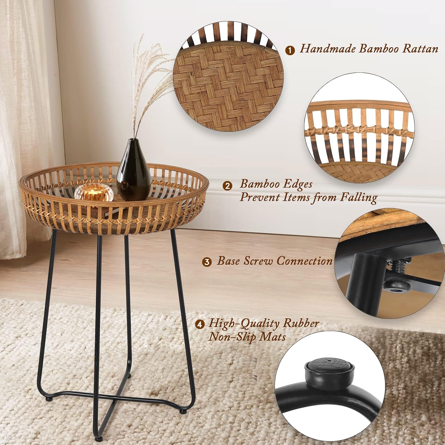2-Piece Rattan Nesting Side Tables