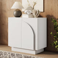 White Mid-Century Arched Door Wood Credenza