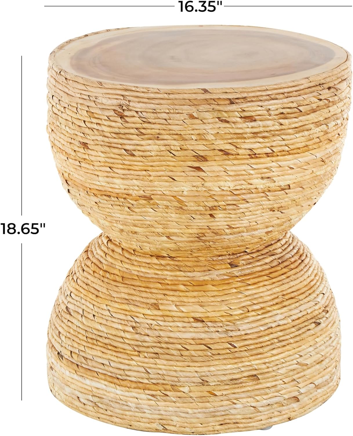 Light Brown Woven Banana Leaf Side Table