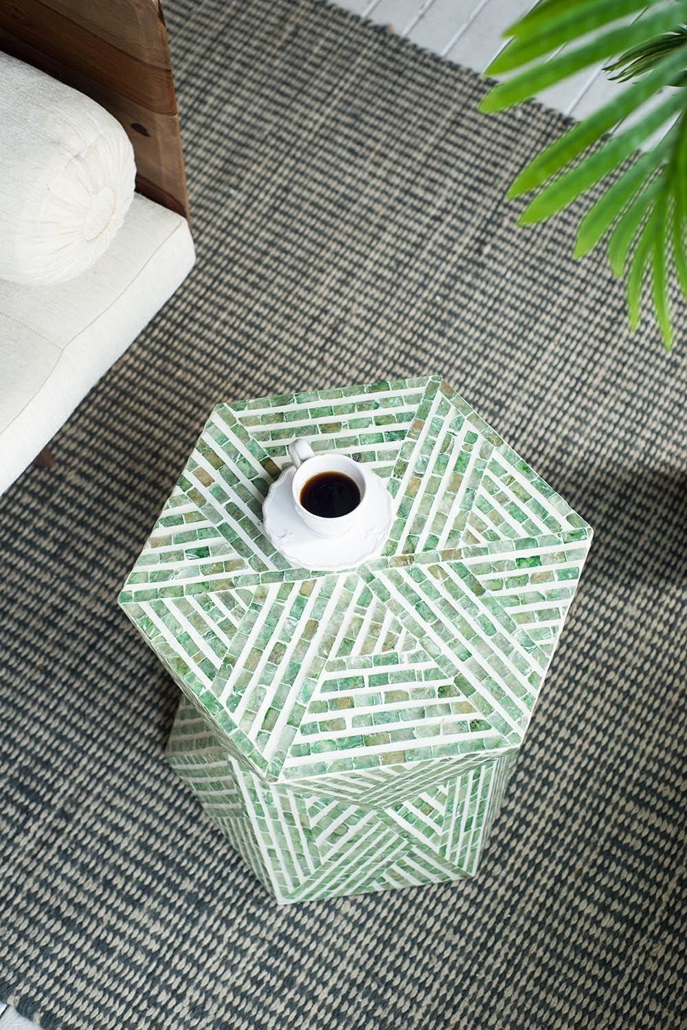 Green Hexagon Accent Stool