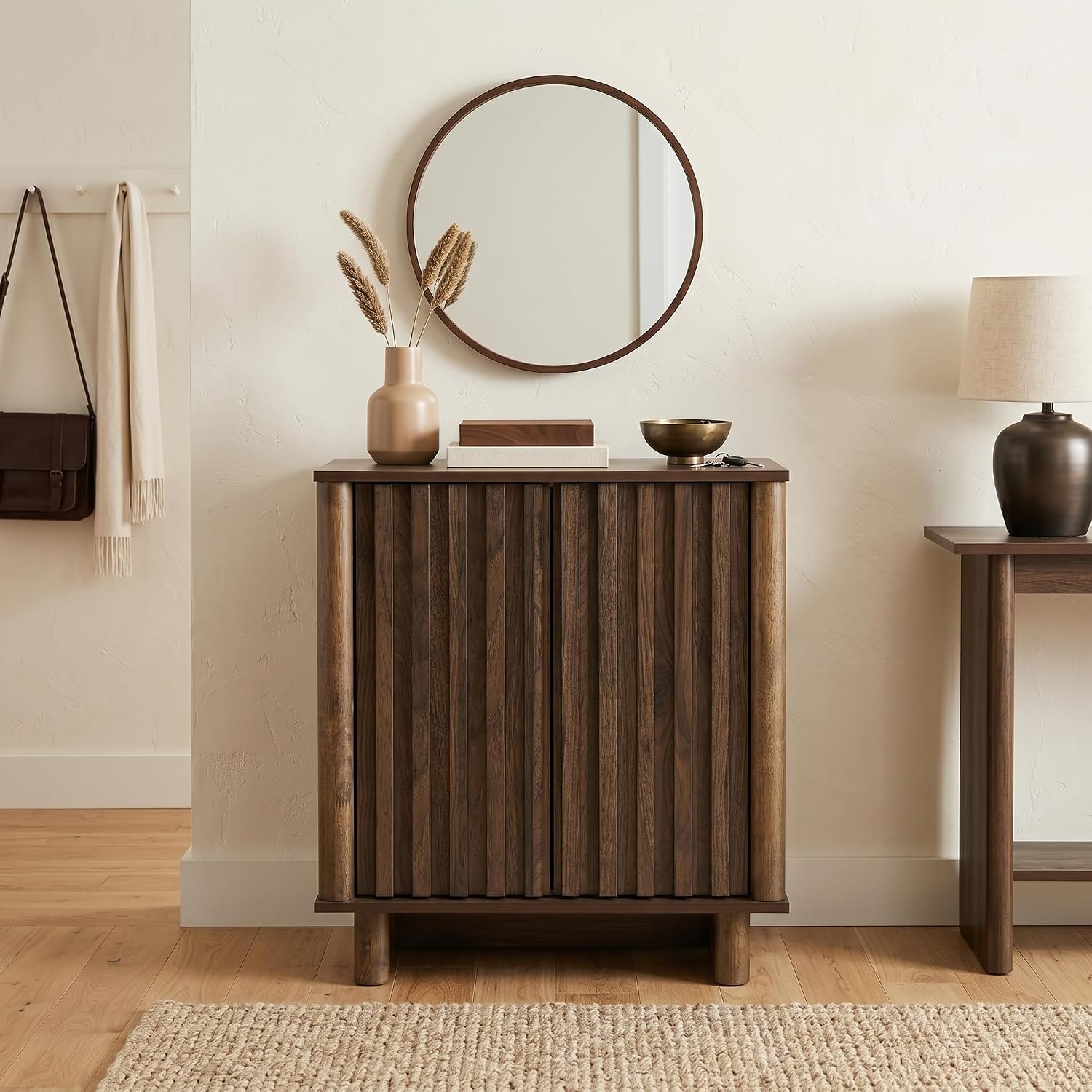 Fluted Wood Sideboard Credenza