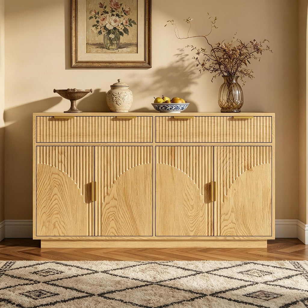 Natural Fluted Sideboard Cabinet